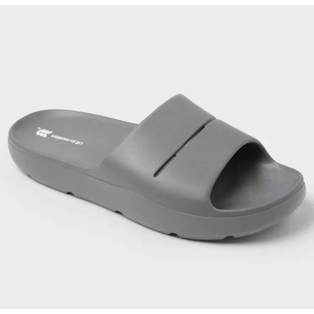 All In Motion Men's Archie Recovery Medium Width Slides, Size 8 - Gray